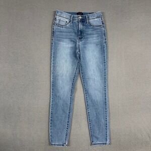 Curve Appeal Jeans Womens 2 Blue Skinny High Rise Stretch Distressed Denim